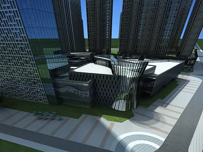 Modern High Rise Residential Buildings With Glass Curtain Walls And Contemporary Design 3d model