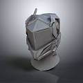 Gray Geometric Mechanical Helmet Model With Angular Design And Sci Fi Elements