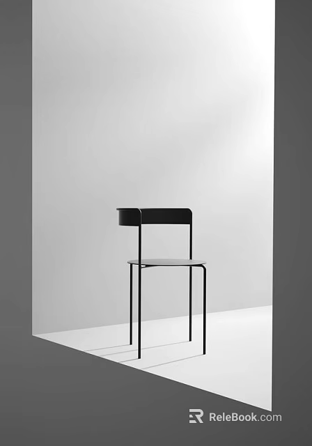 Modern Minimalist Dining Chair With Black Frame And Sleek Metal Legs Design 3d model 