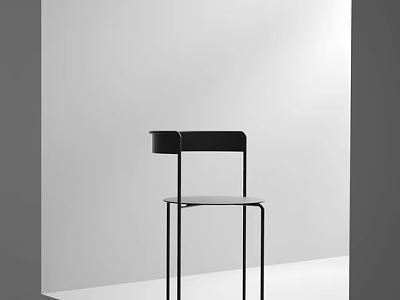 Modern Minimalist Dining Chair With Black Frame And Sleek Metal Legs Design 3d model