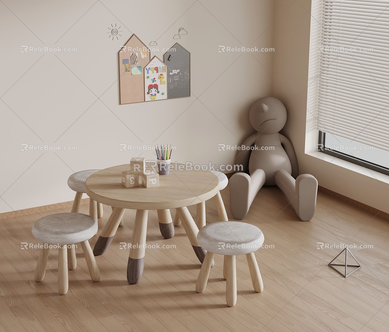 Modern Children's Tables and Chairs Children's Toys Decorative Painting 3d model