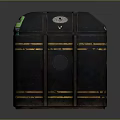Industrial Dark Metal Cylindrical Tank With Yellow Stripes Green Label And Top Gauge