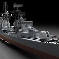 Detailed Warship Scale Model Featuring Deck Structures And National Flag 3d model