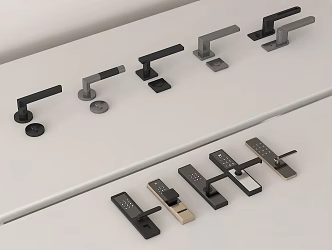 Modern door lock handle home hardware accessories smart door lock assembly simple wind door lock trim entry door lock parts 3d model
