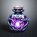 Ornate Decorative Vase With Purple Glowing Core Blue Intricate Patterns And Crown Top