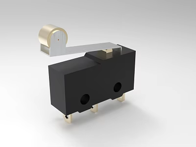 High Precision Industrial Micro Switch With Black Body And Metal Lever Contacts 3d model