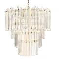 Elegant Modern Layered Glass Chandelier With Transparent Hanging Elements For Interior Decor