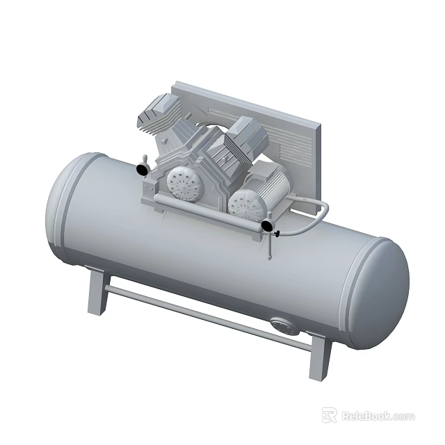 Industrial Air Compressor Equipment With Cylindrical Tank Electric Motors And Pipes 3d model 