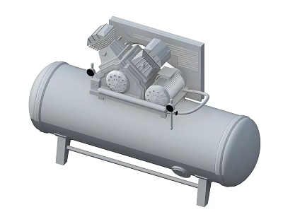 Industrial Air Compressor Equipment With Cylindrical Tank Electric Motors And Pipes 3d model