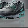 Stylish Modern Gray Turquoise Sneakers With White Laces And Comfortable Design