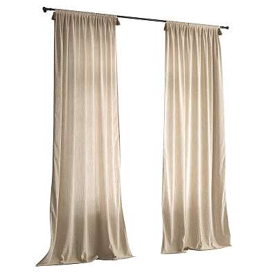 Elegant Beige Curtains With Soft Hanging Texture For Home Window Interior 3d model