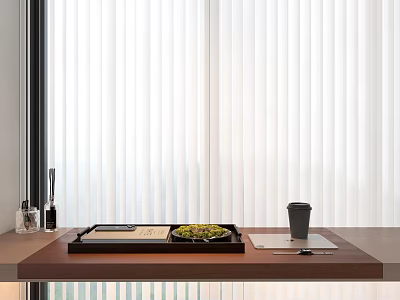 Modern Kitchen Countertop Decorative Ornament Set With Tray Green Plant And Cup 3d model