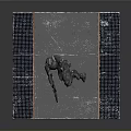 Armored Humanoid Character With Weapon On Grid Platform With Yellow Lines