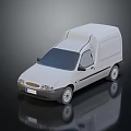 White Delivery Van 3D Rendered With Smooth Body On Dark Reflective Background 3d model
