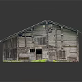 Weathered Wooden House With Metal Roof Wooden Walls And Green Plants Around