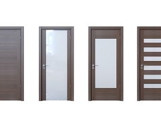 Wooden door four combination 3d model