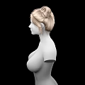 Game Movie Female Character With Blonde Double Bun Hairstyle And Upper Body On Black Background