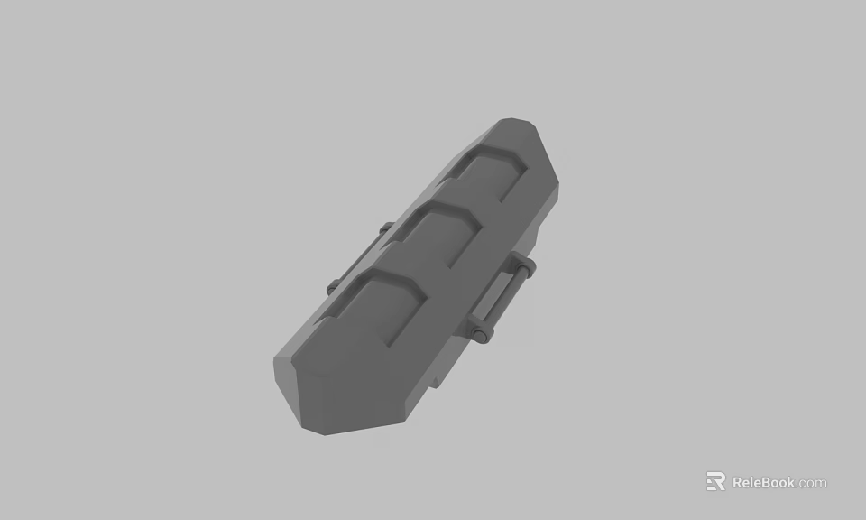 Weapon Magazine with Gray Rectangular Body Groove Design and Tactical Military Features 3d model 