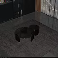 Modern Living Room Coffee Tables With Glass Tops And Curved Wooden Legs On Carpet