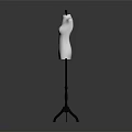White Female Mannequin Torso with Black Tripod Stand on Gray Gradient Background 3d model