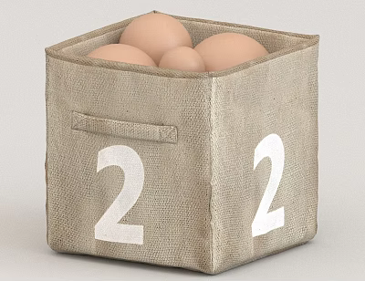 Fabric Storage Box With Number 2 Design Holding Fresh Brown Eggs For Household Use 3d model