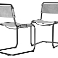 Modern Office Desk With Wooden Top And Six Metal Frame Chairs