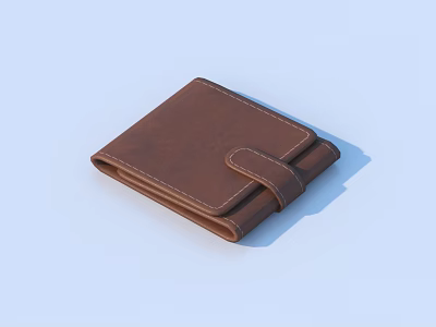 Classic Brown Leather Wallet With Snap Closure For Daily Essentials 3d model
