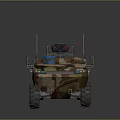 Camouflage Utility Vehicle With Multi Wheel Design And Roof Mounted Equipment