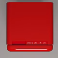 Stylish Red Upright Refrigerator With Shiny Surface And Modern Design For Home Kitchen
