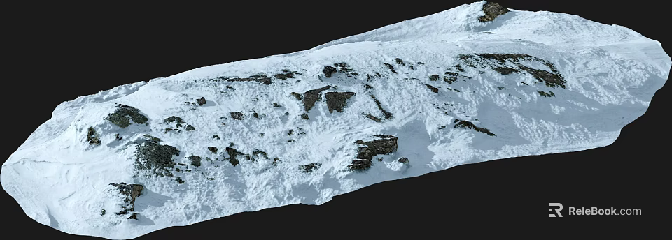 Scenic Natural Rural Landscape With Snow Covered Hillside And Exposed Rocks 3d model 