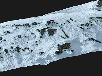 Scenic Natural Rural Landscape With Snow Covered Hillside And Exposed Rocks 3d model