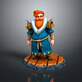 Game and Movie Character With Red Hair Beard Blue Robe Shoulder Armor On Wooden Base