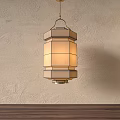 Hanging Multi layered Geometric Fabric Lantern With Beige Shade On Textured Wall 3d model