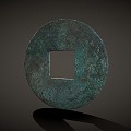 Chinese-style copper coin Qin half two Qin dynasty currency copper coin 3d model