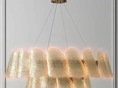 Elegant Modern Glass Chandelier With Layered Petal Design For Interior Decor 3d model