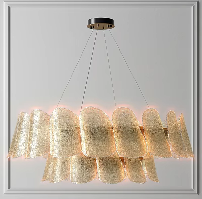Elegant Modern Glass Chandelier With Layered Petal Design For Interior Decor 3d model