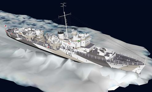 modern warship frigate 3d model