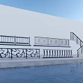Different Styles of Ornamental Railings and Fences by Pool with White Wall and Sky