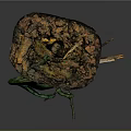 Green Chameleon Figure On Branch With Extended Tongue And Natural Textured Base