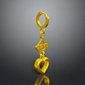 Golden Daily Necessities Pendant With Ring Diamond Shape LOVE Lettering And Heart Charm