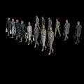 Group of Business People in Formal Attire Carrying Briefcases Walking Together