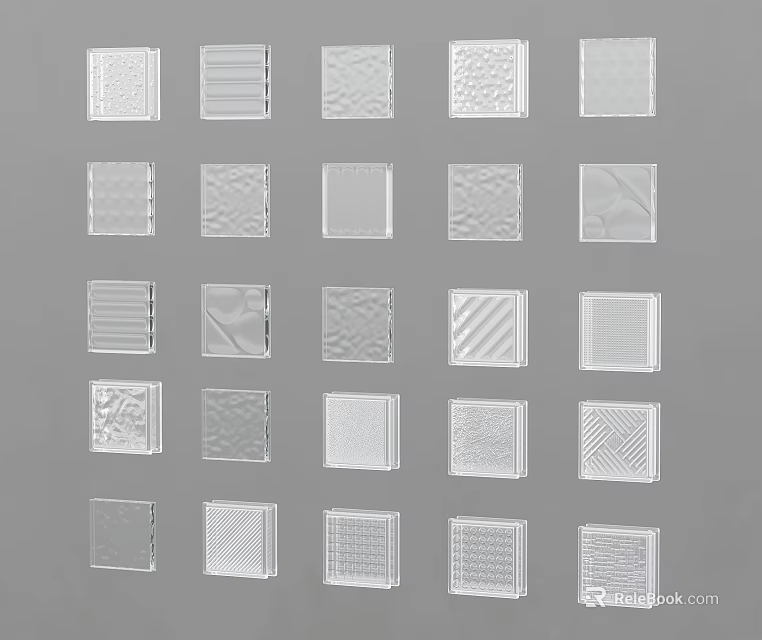 Transparent Glass Decorative Panels Featuring Various Intricate Patterns and Textures 3d model