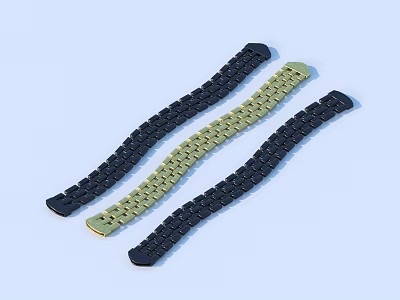 Stylish Metal Watch Straps in Black and Golden for Daily Use Accessories 3d model