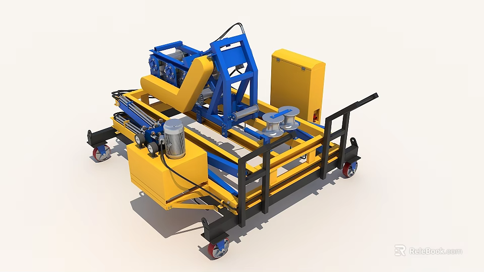 Construction Site Mobile Machinery With Yellow Blue Structure And Material Handling 3d model