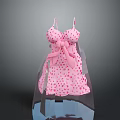 Cute Pink Polka Dot Spaghetti Strap Dress With Bow Detail For Women