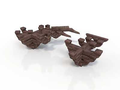 Wooden Architectural Models With Intricate Structure And Multiple Sections Design 3d model
