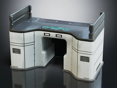 Modern Industrial Equipment Gray And White Modular Design With Countertop Control Panel Open Compartment And Shelves 3d model