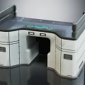 Modern Industrial Equipment Gray And White Modular Design With Countertop Control Panel Open Compartment And Shelves