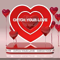 Red Heart Shaped Inflatable Decor with Catch Your Love Text and Red Balloons