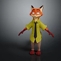 3D Fox Character Wearing Yellow Shirt And Blue Tie Standing With Open Arms